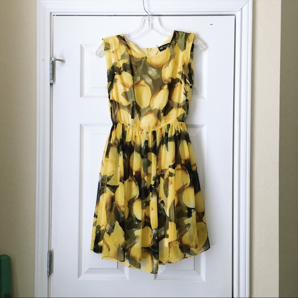 NWOT Fit and Flare Lemon Print Dress